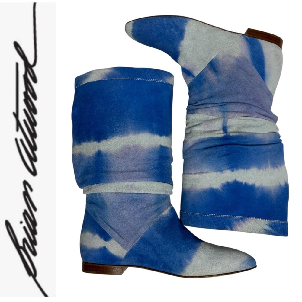 Almost New Brian Atwood Suede Ontario Batik Slouchy Boots 38